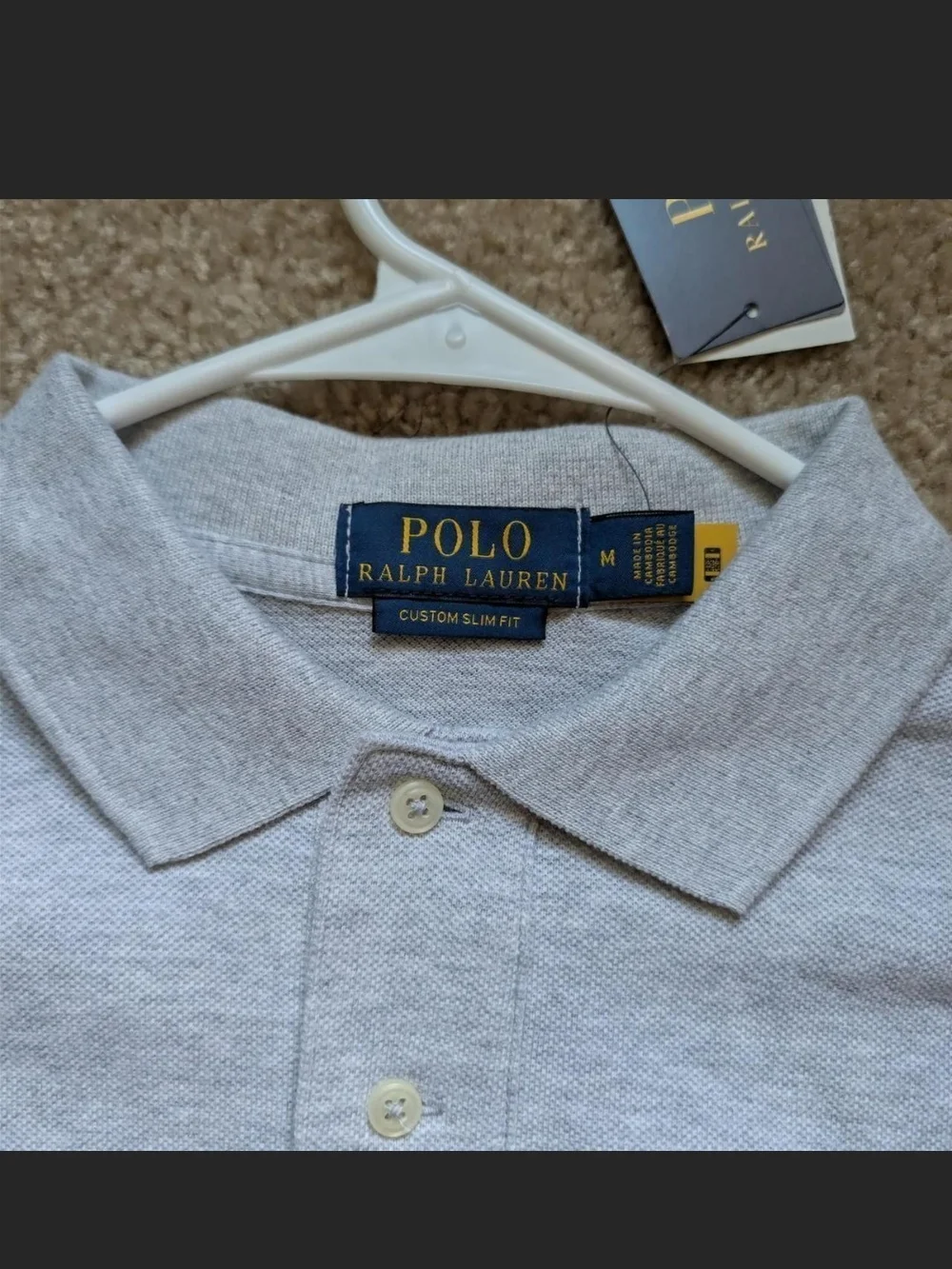 Ralph Lauren Light Gray Polo Shirt with Navy Pony